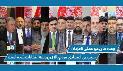 وعده هاى غیرعملی نامزدان سبب بى اعتمادى مردم بالای پروسۀ انتخابات شده است