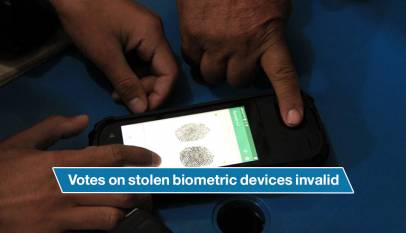 Votes on stolen biometric devices invalid