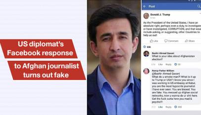 US diplomat’s Facebook response to Afghan journalist turns out fake