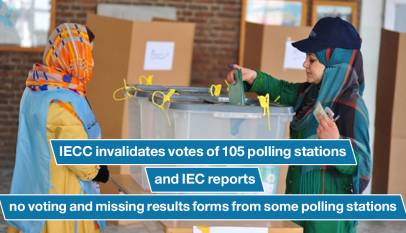 IECC invalidates votes of 105 polling stations and IEC reports no voting and missing results forms from some polling stations