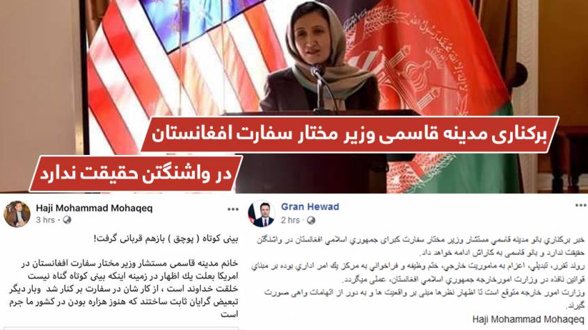 "بركنارى مدينه قاسمى وزير مختار سفارت افغانستان در واشنگتن حقيقت ندارد"